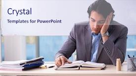  Presentation with teacher negotiations - Theme featuring fatigue test - young handsome teacher in front background and a  colored foreground