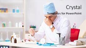  Presentation with young students working in groups - Amazing slide set having fatigue test - young male doctor otolaryngologist working backdrop and a  colored foreground