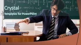  Presentation with math teacher - Colorful presentation design enhanced with fatigue test - young male math teacher backdrop and a  colored foreground