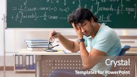  Presentation with young college student diagnosis of chlamydia - PPT theme enhanced with fatigue test - young male student mathematician background and a coral colored foreground