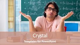  Presentation with classroom - Colorful presentation theme enhanced with fatigue test - young male student backdrop and a coral colored foreground