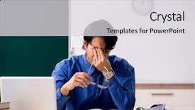  Presentation with chalkboard - Audience pleasing presentation design consisting of fatigue test - young male teacher in front backdrop and a light gray colored foreground