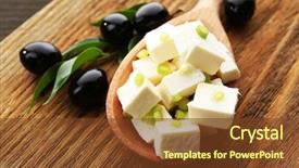  Presentation with feta cheese - Amazing presentation design having fats vitamins - feta cheese on table close-up backdrop and a tawny brown colored foreground