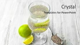  Presentation with water glass - Presentation enhanced with fatty acid - glass of water with chia background and a white colored foreground