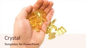  Presentation with capsules - Slides featuring fatty acid - handful of oil capsules isolated background and a lemonade colored foreground