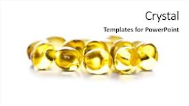  Presentation with pills - PPT theme with fatty liver - yellow gelatin pills on white background and a  colored foreground