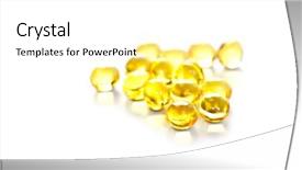  Presentation with white pills spilled from pills - Presentation enhanced with fatty liver - yellow gelatin pills on white background and a white colored foreground