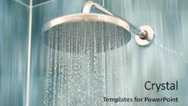  Presentation with water faucet - Beautiful presentation theme featuring faucet - head shower while running water backdrop and a light gray colored foreground