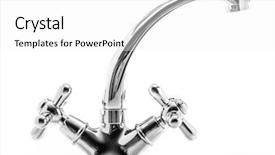  Presentation with water faucet - Amazing slide deck having faucet - metal water mixer isolated backdrop and a white colored foreground