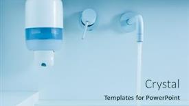  Presentation with soap - Audience pleasing theme consisting of faucet-and-soap-dispencer backdrop and a sky blue colored foreground