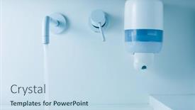  Presentation with soap - Beautiful slide deck featuring faucet-and-soap-dispencer backdrop and a sky blue colored foreground