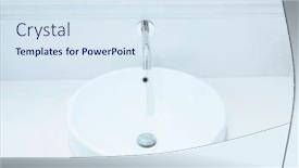  Presentation with water faucet - PPT layouts having faucet-and-washbasin-in-washroom background and a sky blue colored foreground