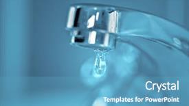 Presentation with water faucet - Colorful PPT theme enhanced with faucet and water drop closeup backdrop and a teal colored foreground