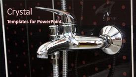  Presentation with water faucet - PPT theme with faucet and water drop isolated on white background background and a wine colored foreground