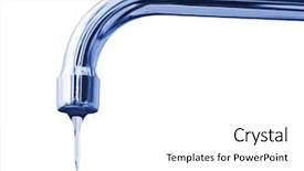  Presentation with water faucet - PPT theme enhanced with faucet and water drop isolated background and a white colored foreground