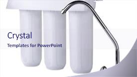  Presentation with water faucet - Slide deck with faucet and water filter isolated background and a sky blue colored foreground