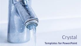 Presentation with dirty water - PPT theme consisting of faucet-flowing-water background and a sky blue colored foreground