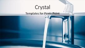  Presentation with water faucet - Beautiful presentation design featuring faucet with flowing water blue backdrop and a pink colored foreground