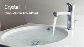  Presentation with water faucet - Presentation theme having faucet with flowing water background and a gray colored foreground