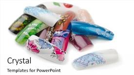  Presentation with nails - Slides with faux - pile of artificial nails isolated background and a white colored foreground