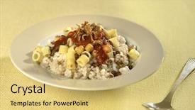  Presentation with favorite food - Audience pleasing theme consisting of favorite food - egyptian rice dish- kushory backdrop and a yellow colored foreground