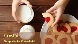  Presentation with favorite food - PPT theme featuring favorite food - female hands with milk background and a tawny brown colored foreground