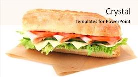  Presentation with favorite food - Presentation design consisting of favorite food - fresh sandwich on parchment isolated background and a lemonade colored foreground