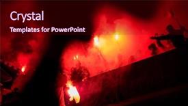  Presentation with football stadium - PPT layouts consisting of favorites - football hooligans with mask holding background and a wine colored foreground