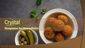  Presentation with snack - Cool new slide deck with favorites - popular arabic snack - falafel backdrop and a tawny brown colored foreground