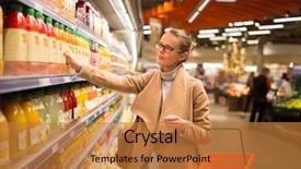  Presentation with grocery store - Amazing slides having favorites - pretty young woman shopping backdrop and a gold colored foreground