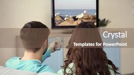  Presentation with couple - Amazing slide deck having favorites - young couple watching tv backdrop and a violet colored foreground