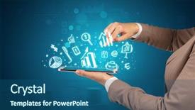  Presentation with social media - Audience pleasing PPT layouts consisting of favourite - elegant hand holding tablet backdrop and a ocean colored foreground