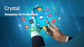  Presentation with hand holding colorful brain sketch - Beautiful PPT layouts featuring favourite - female hand using smartphone backdrop and a  colored foreground