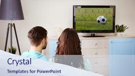  Presentation with film - Theme consisting of favourite film - young couple watching tv background and a sky blue colored foreground