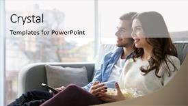  Presentation with film - Amazing presentation having favourite film - young couple watching tv backdrop and a white colored foreground