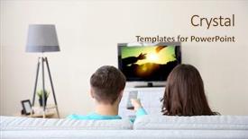  Presentation with broken home upset couple - Presentation theme enhanced with favourite film - young couple watching tv background and a sky blue colored foreground