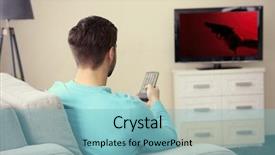  Presentation with man watching woman preparing vegetables - Slides consisting of favourite film - young handsome man watching tv background and a seafoam green colored foreground