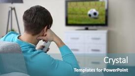  Presentation with home - Presentation theme enhanced with favourite film - young handsome man watching tv background and a  colored foreground