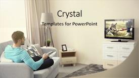  Presentation with film - Presentation enhanced with favourite film - young handsome man watching tv background and a lemonade colored foreground