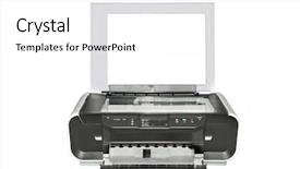  Presentation with printer machine - PPT layouts having fax machine - printer under the white background background and a white colored foreground