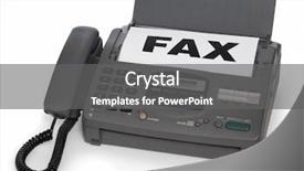  Presentation with machine - Audience pleasing PPT theme consisting of fax machine isolated on white backdrop and a gray colored foreground
