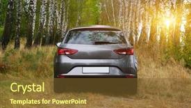  Presentation with motor - Amazing PPT theme having fazl motor - car on the nature near backdrop and a tawny brown colored foreground