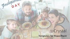  Presentation with independence day - Presentation design having fcomposite image of a family eating around a table for the independence day background and a soft green colored foreground