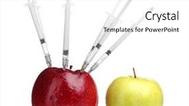  Presentation with genetic - Audience pleasing presentation design consisting of genetic immunity - juicy apples and syringes isolated backdrop and a white colored foreground