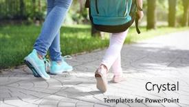  Presentation with love mother - Presentation design having fe love esperanza - mother taking daughter to school background and a light gray colored foreground