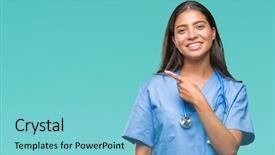  Presentation with hand surgeon - PPT layouts consisting of fe love esperanza - young arab doctor surgeon woman background and a seafoam green colored foreground