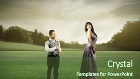  Presentation with beautiful green - Cool new slides with fea - beautiful woman and dwarf standing backdrop and a  colored foreground