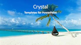  Presentation with beach palm tree wedding - PPT theme having feaness - tropical beach in maldives background and a teal colored foreground