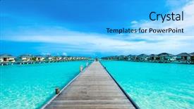  Presentation with palm beach - Cool new PPT theme with feaness - tropical beach in maldives backdrop and a cyan colored foreground