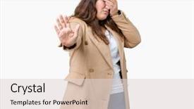  Presentation with young sing woman singing young - Presentation design featuring fear expression embarrassed and negative background and a lemonade colored foreground